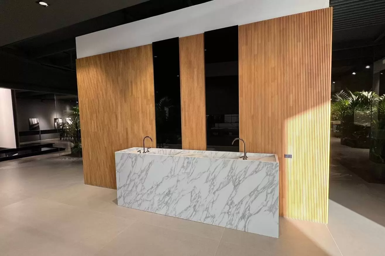Living tile ceramics designs in showroom vanity