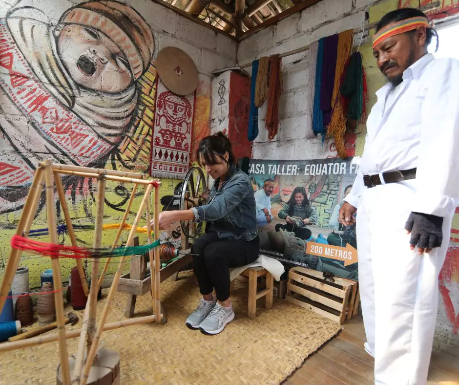 Karen weiving experience at Casa Taller in Ecuador